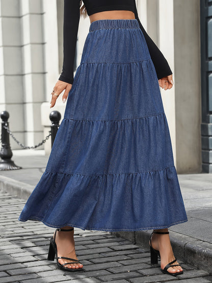 Damska spódnica maxi elegancka spódnica warstwowa moda casualowa