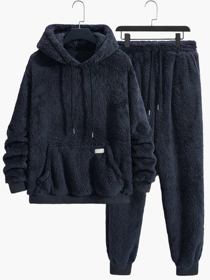 Herre fleece hoodie joggingdragt todelt – hyggeligt fritidstøj til sport & loungewear