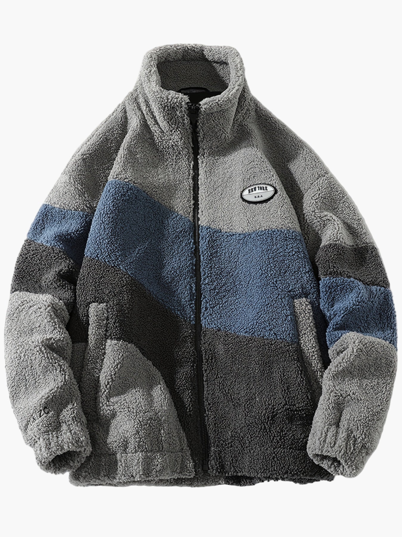 Herre preppy stil softshelljakke med farveblok-design og ståkrave – Fritidsjakke med lynlås