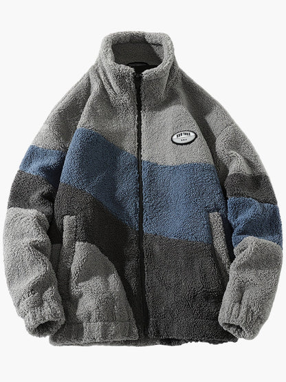 Herre preppy stil softshelljakke med farveblok-design og ståkrave – Fritidsjakke med lynlås