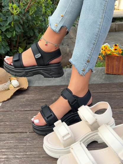 Dame plateau-sportsandaler med velcro – Komfortable sommersko til fritid og hverdag