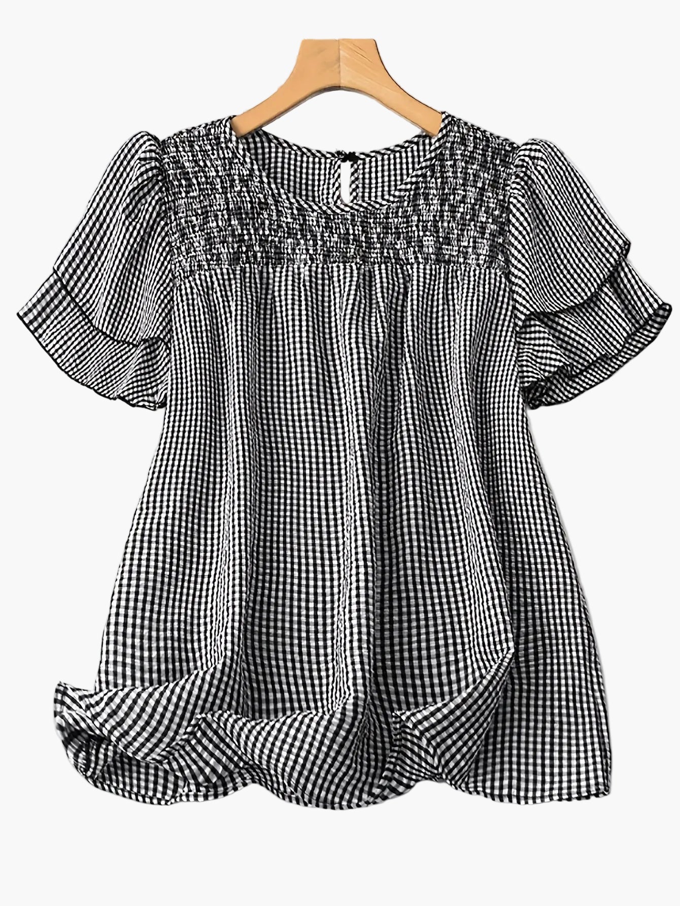 Damen Casual Karo Bluse mit Shorts – Lockerer Sommerstil für Garten und Freizeit
