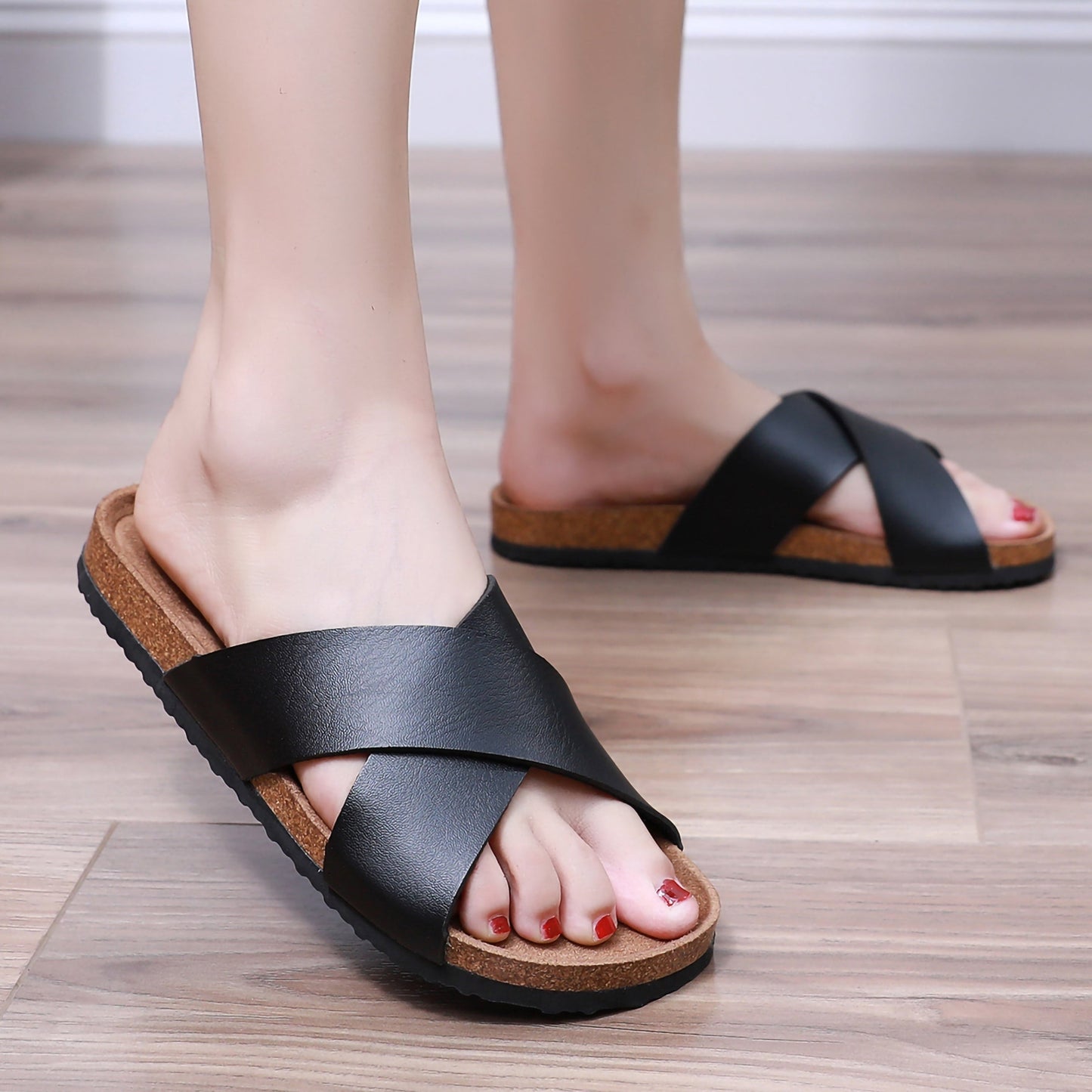 Ciabatte donna comode con cinturini incrociati – eleganti sandali casual per tutti i giorni e per le vacanze