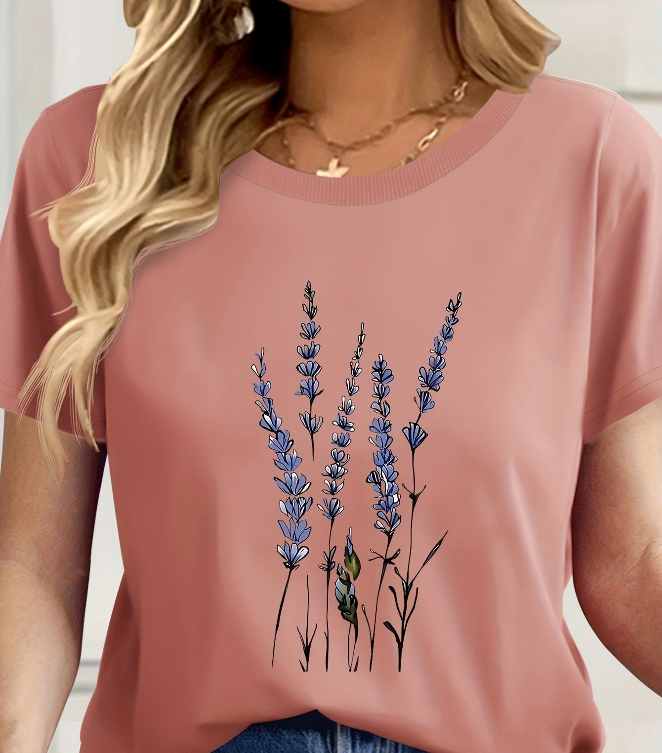 T-shirt donna con stampa di fiori selvatici – Maglietta casual moderna con illustrazione floreale, ideale per tutti i giorni e outfit rilassati