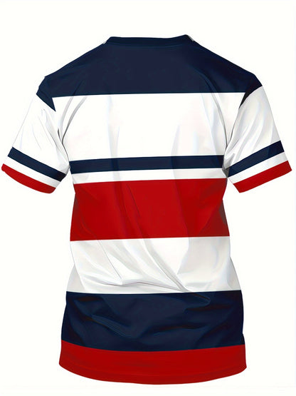 Herren Freizeit T-Shirt mit Streifen und modernem Print – Perfekt für Alltag und sportliche Aktivitäten