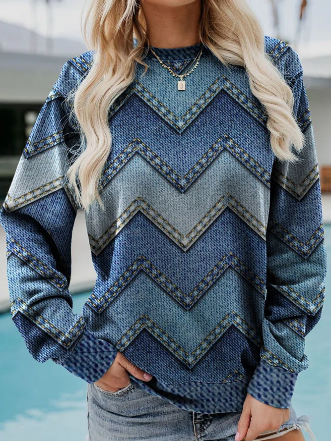 Sweater voor dames met ronde hals en lange mouwen