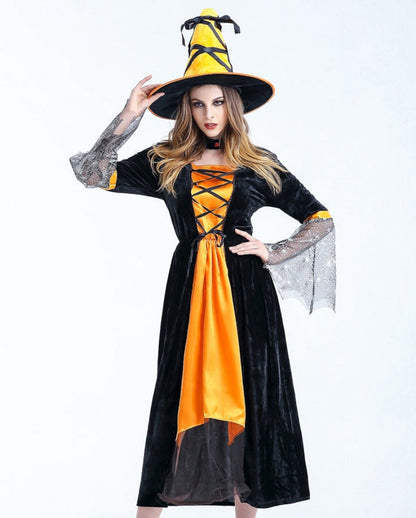 Dame Halloween Heksekostume – Udklædning med Hat til Voksne – Perfekt til Halloweenfester & Udklædning