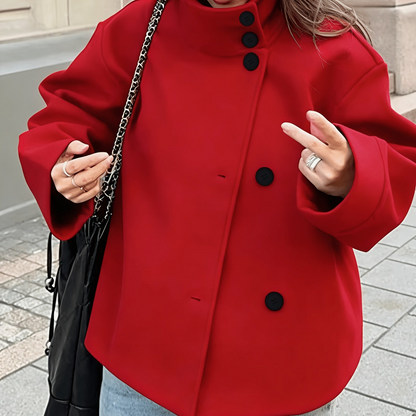 Damen Kurzjacke mit Stehkragen und Knöpfen