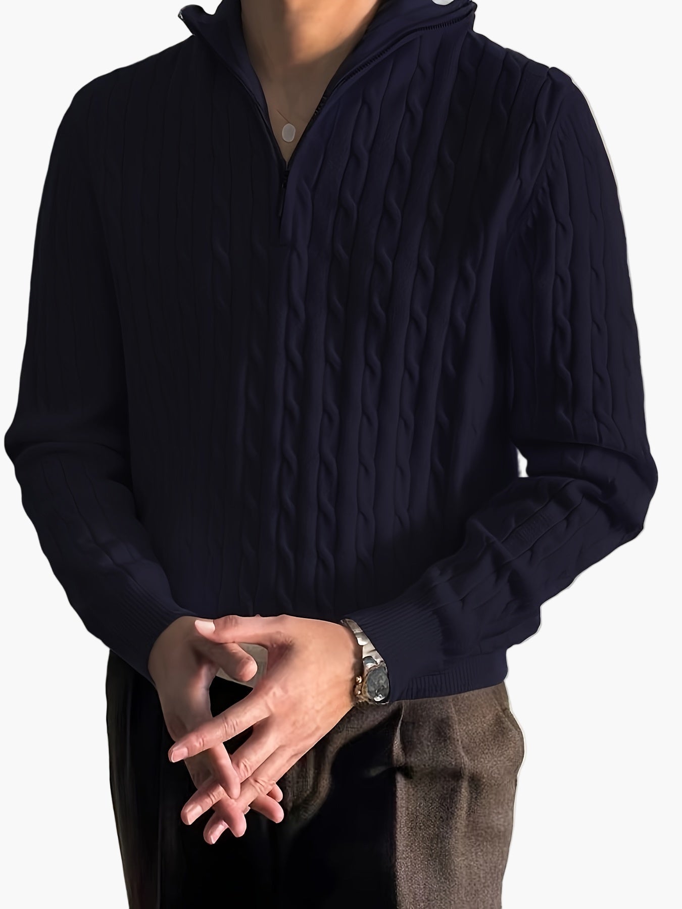 Herren Pullover Halbzip Casual Strickpullover für Herbst und Winter