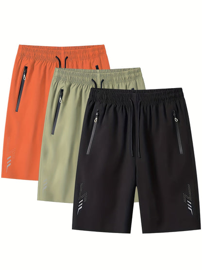 Pantalones cortos deportivos para hombre con bolsillos con cremallera – Ocio y fitness, corte regular