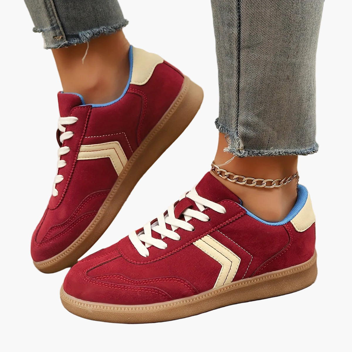 Damsneaker i retrostil med färgblockdesign för fritid och vardag