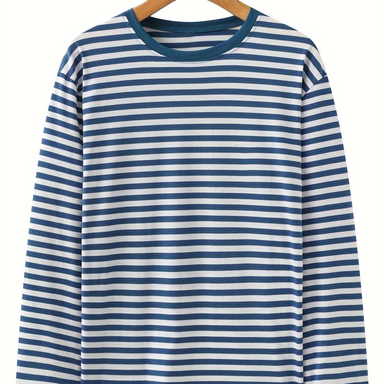 Gestreiftes Langarmshirt Rundhals Casual Blau Weiß