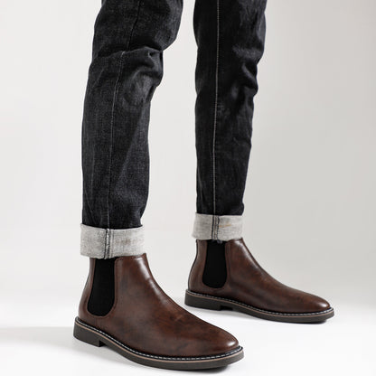 Herren Chelsea Boots Dunkelbraun mit Elastikeinsatz