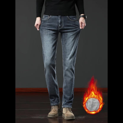 Thermo Jeans Herren gefüttert Winterhose Grau / Dunkelblau