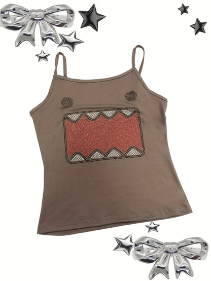 Dame Y2K streetwear tanktop med tegneserieprint – trendy top til sommer og fritid