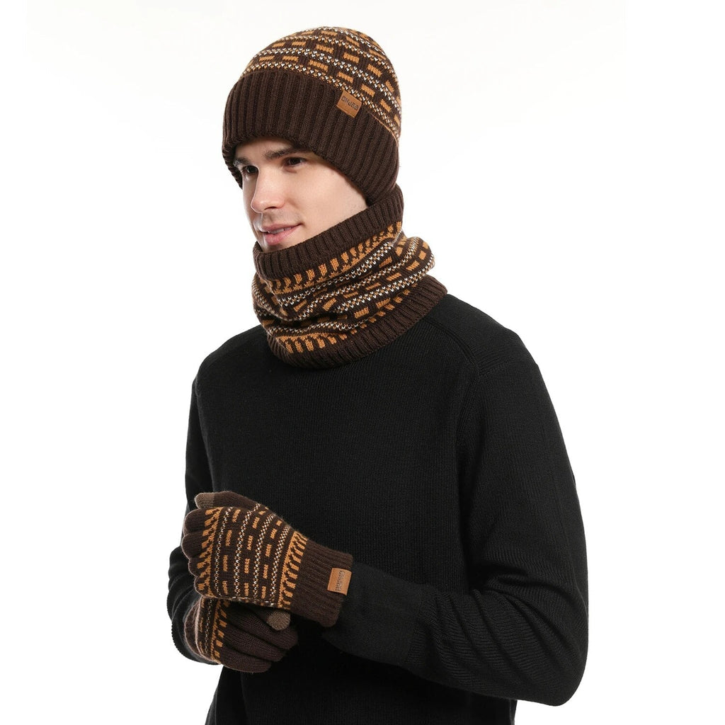 Driedelige winterset met muts, handschoenen en sjaal