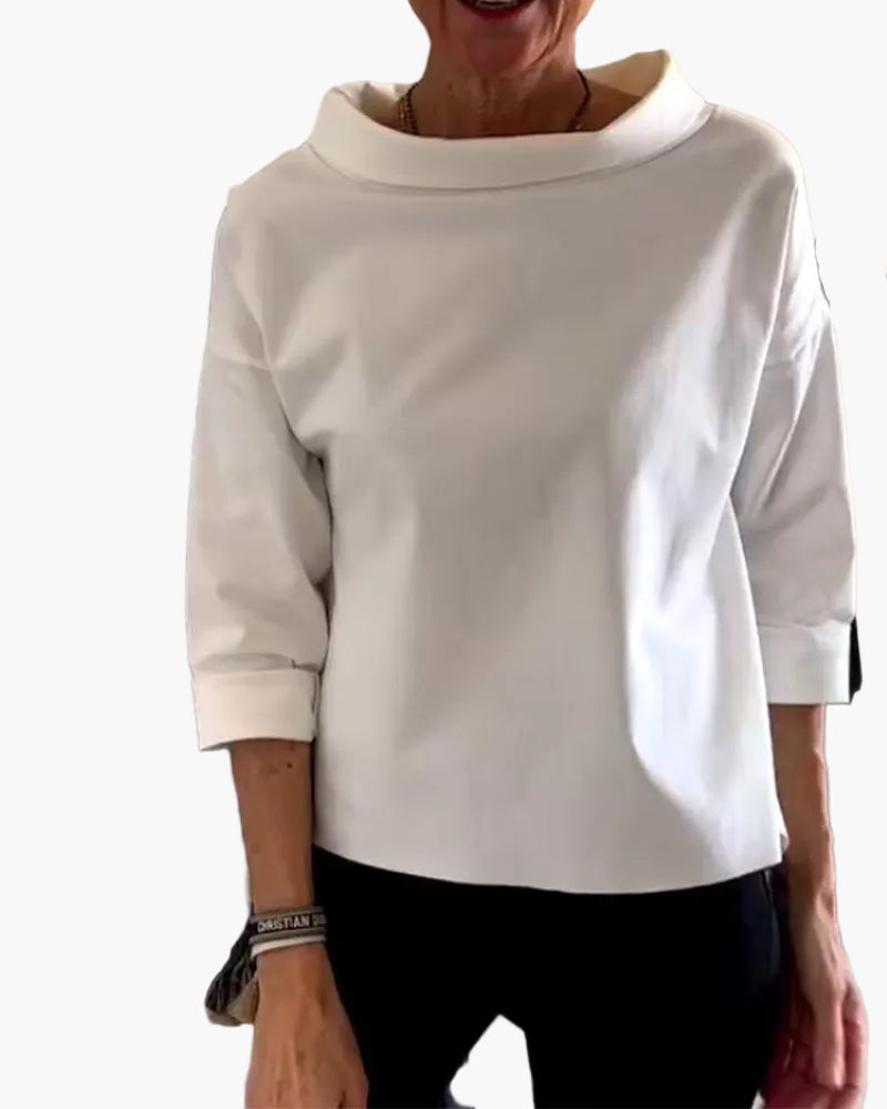 Damen Oberteil Modern Elegant mit Stehkragen – Vielseitiges Top für Alltag und Büro