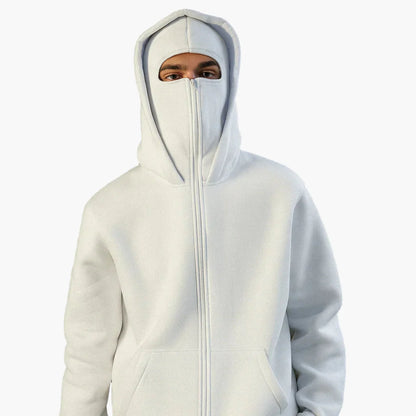 Unisex streetwear techwear hoodie med integreret ansigtsmaske – Urban stil til hverdag og udendørs