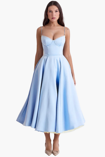 Robe midi festive pour femmes avec corsage et jupe évasée – Robe de soirée élégante pour occasions spéciales