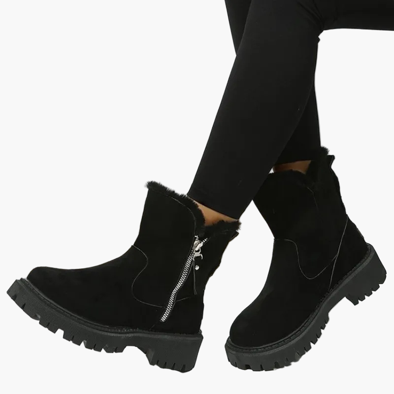 Bottines d'hiver femme avec doublure chaude et fermeture éclair – Bottes confortables et à la mode pour quotidien et loisirs