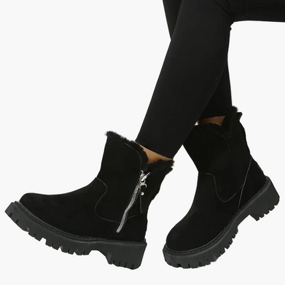 Bottines d'hiver femme avec doublure chaude et fermeture éclair – Bottes confortables et à la mode pour quotidien et loisirs