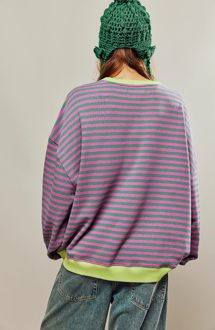 Damen Freizeit Oversize Streifenpullover – Modischer Relax-Look für Alltag und Freizeit