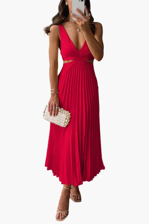 Robe midi plissée élégante pour femme – Pour occasions spéciales et soirées