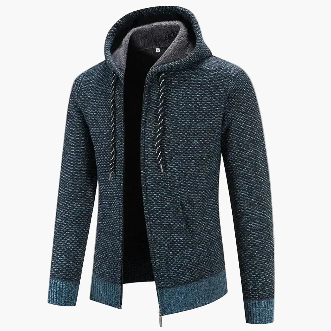 Veste à capuche en maille homme pour automne et hiver – Tenue de loisirs tendance avec fermeture éclair