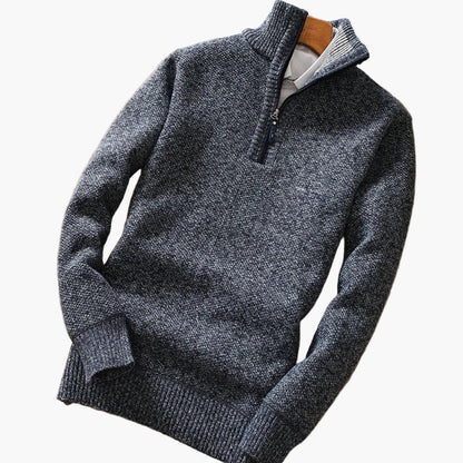 Herr Tröja med dragkedja – Stickad design – Modern fritidslook