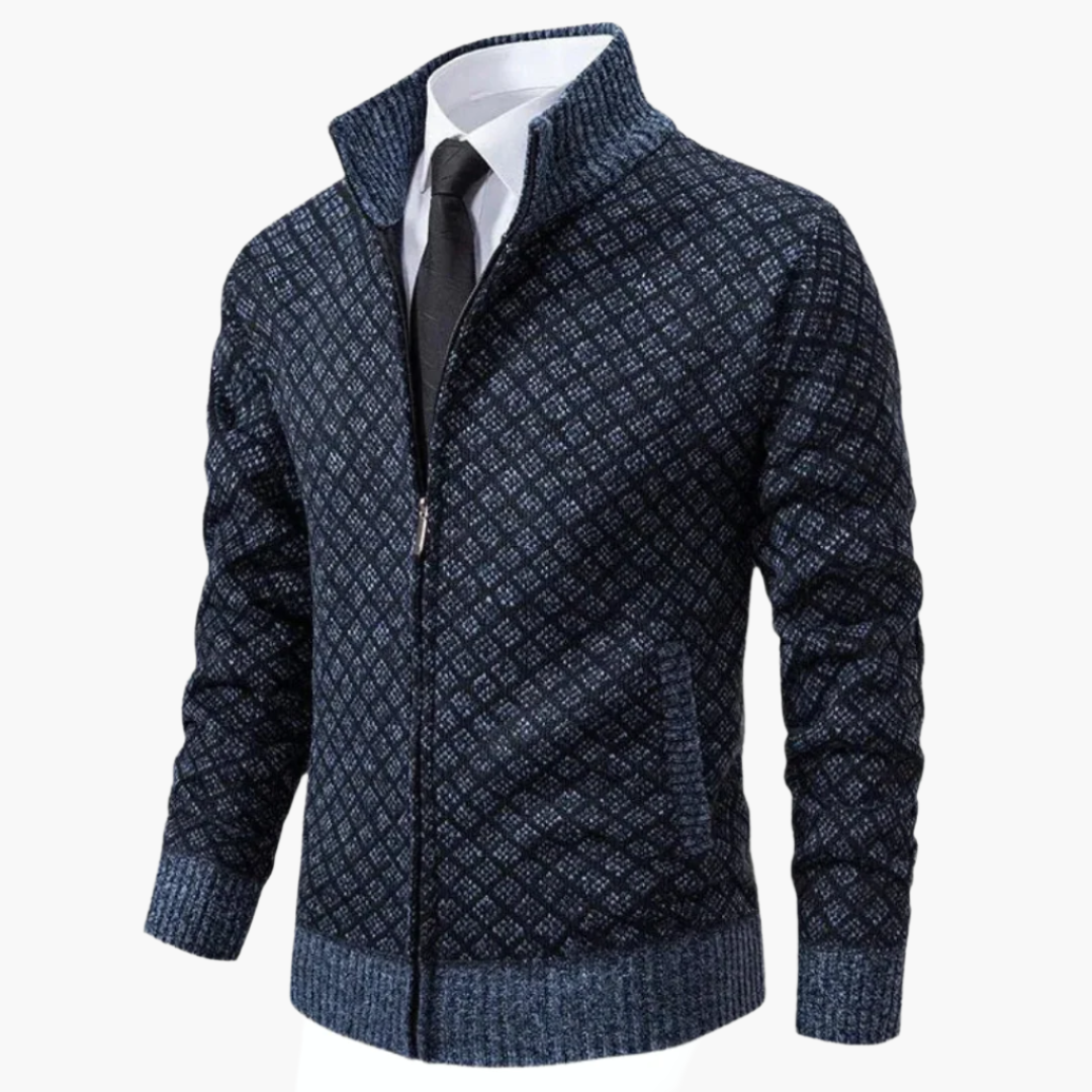 Heren gebreide jas in business casual stijl – elegante jas met rits voor kantoor en vrije tijd