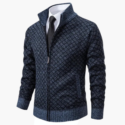 Heren gebreide jas in business casual stijl – elegante jas met rits voor kantoor en vrije tijd