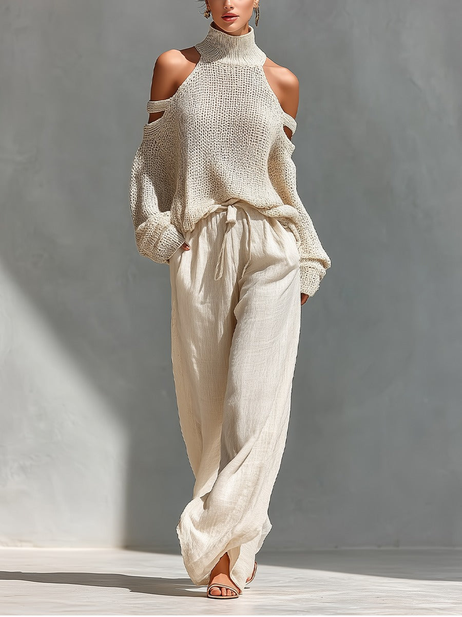 Alessia | Tweedelige set met off-shoulder top en wijde broek voor dames