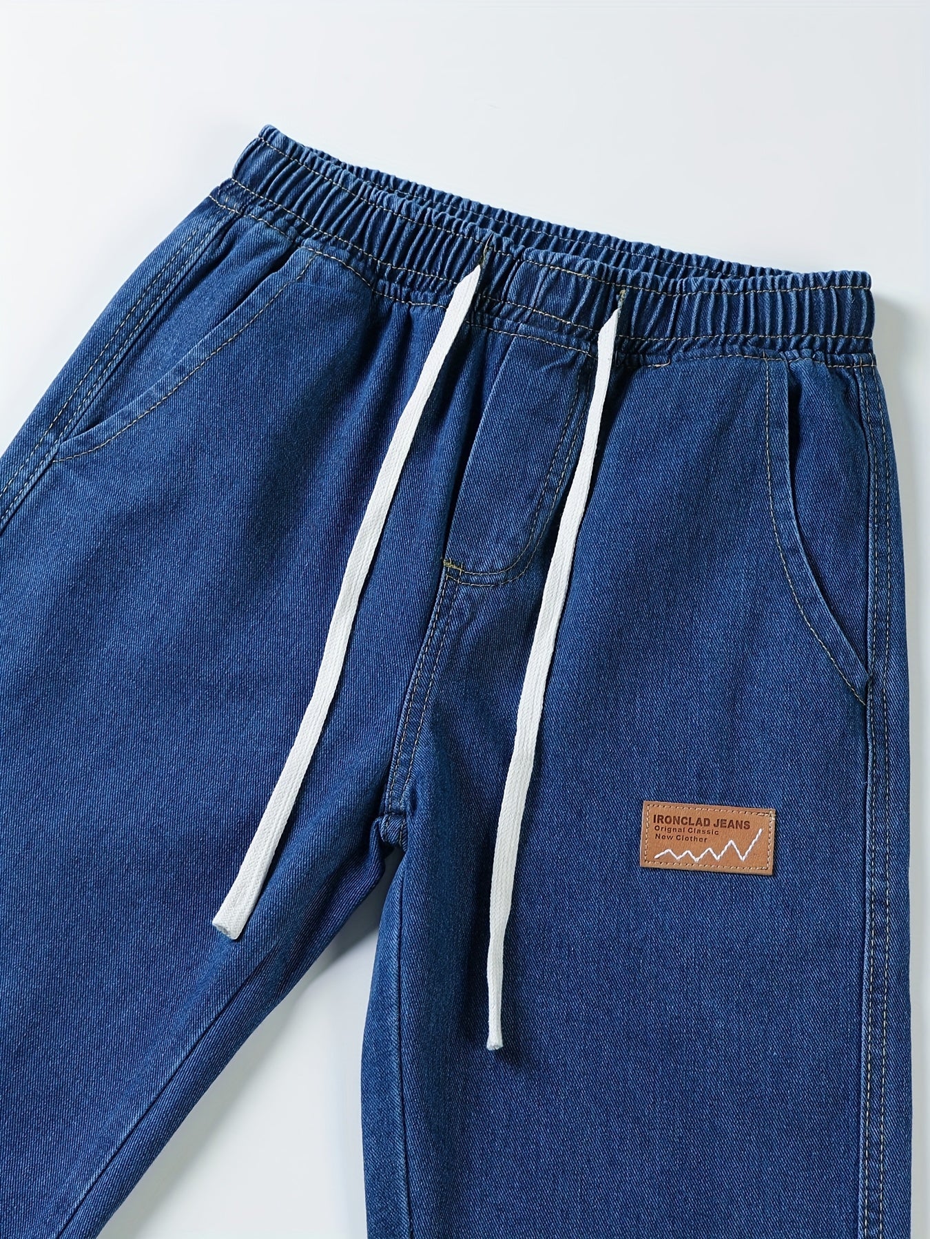 Blaue Herren Jeans Hose mit elastischem Bund und Kordelzug