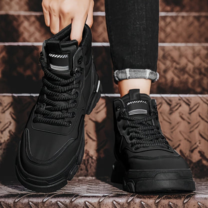 Robuster Herren Schnürstiefel Grau Schwarz mit Profilsohle