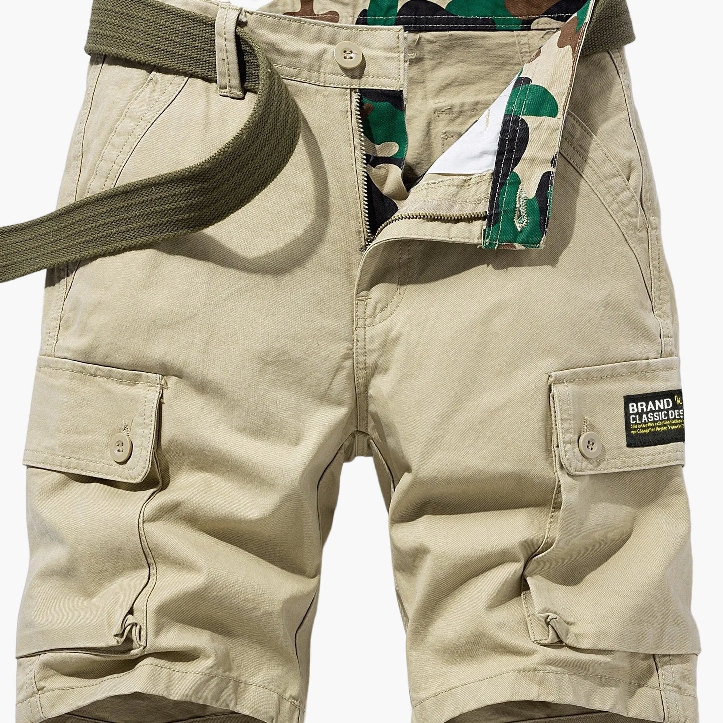 Herren Cargo-Shorts im Casual-Design mit Gürtel und Taschen – Ideal für Freizeit und Outdoor