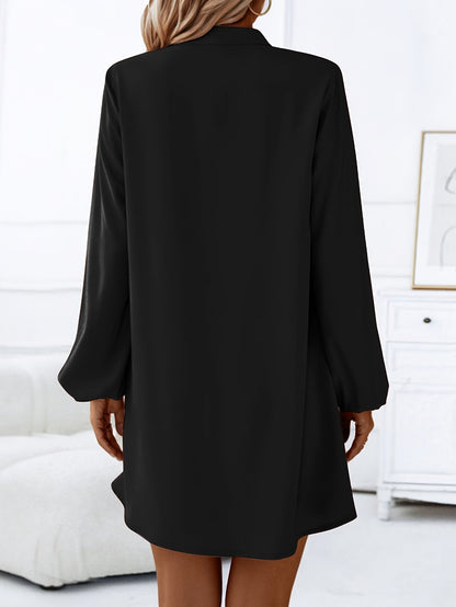 Damen Elegantes Freizeitkleid mit Knopfleiste und V-Ausschnitt – Lockerer Schnitt für Alltag und Büro