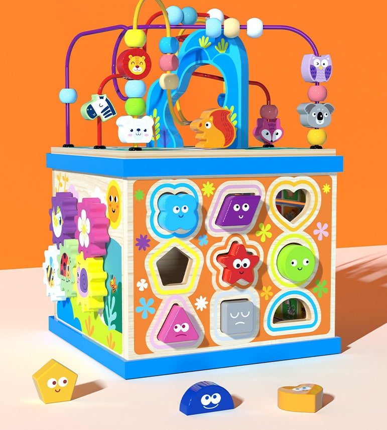 Cube multifonction motricité pour enfants – Alphabet, chiffres et formes – Jeu éducatif pour garçons et filles