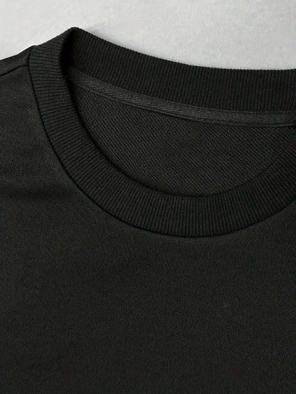 Camiseta unisex de manga larga con efecto de capas, negra y blanca