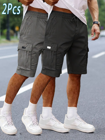 Heren Cargo Shorts 2-pack – Vrije tijd & Outdoor, Comfortabele cargoshorts met zakken, Regular Fit