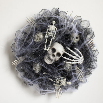 Halloween dørkrans med skeletguirlande – Uhyggelig hoveddørsdekoration til Halloween-fester