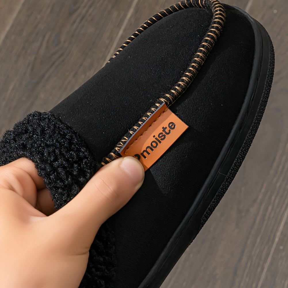 Pantuflas forradas con costura decorativa negras