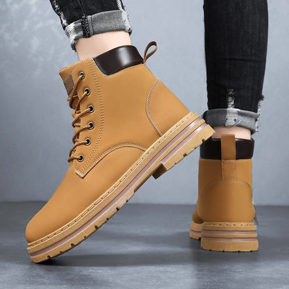 Herren Worker Stiefel mit Schnürung und Profilsohle