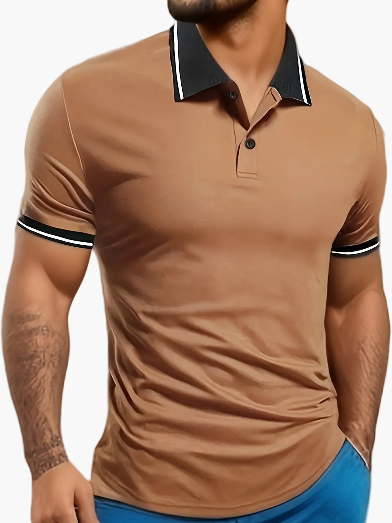 Herren Polo T-Shirt Modern Casual mit Kontrastkragen – Kurzarm für Alltag und Freizeit
