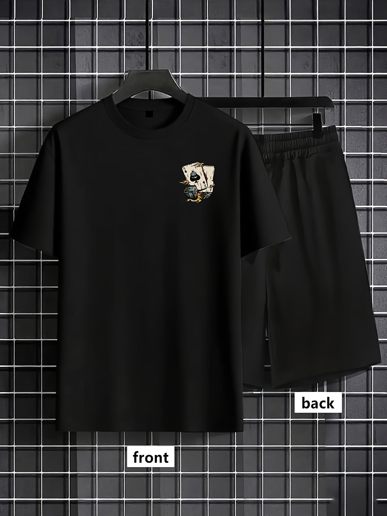 Ensemble t-shirt et short décontracté homme avec imprimé cartes – Tenue d'été pour se détendre