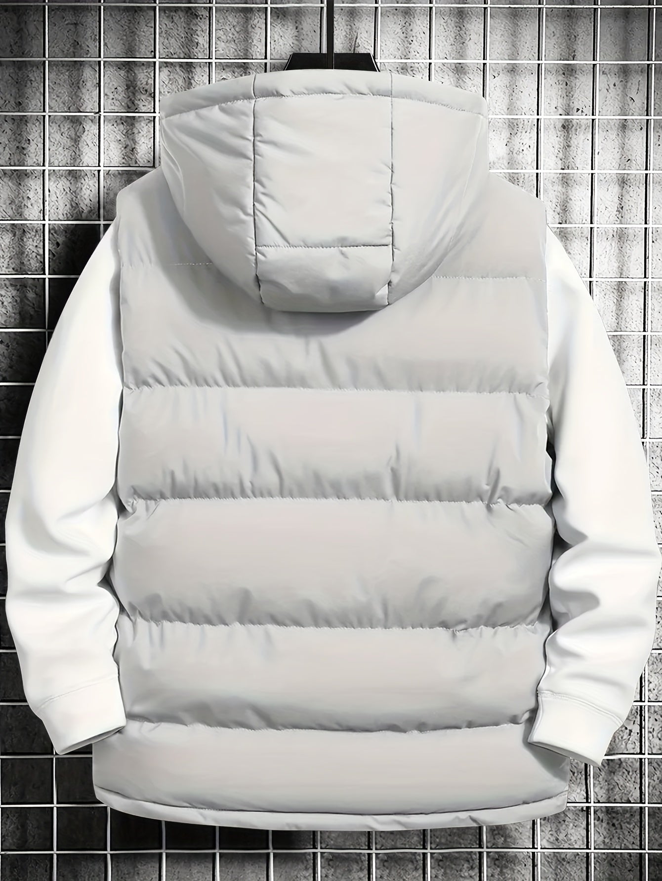 Herren Puffer-Weste mit Kapuze, gesteppt, schwarz