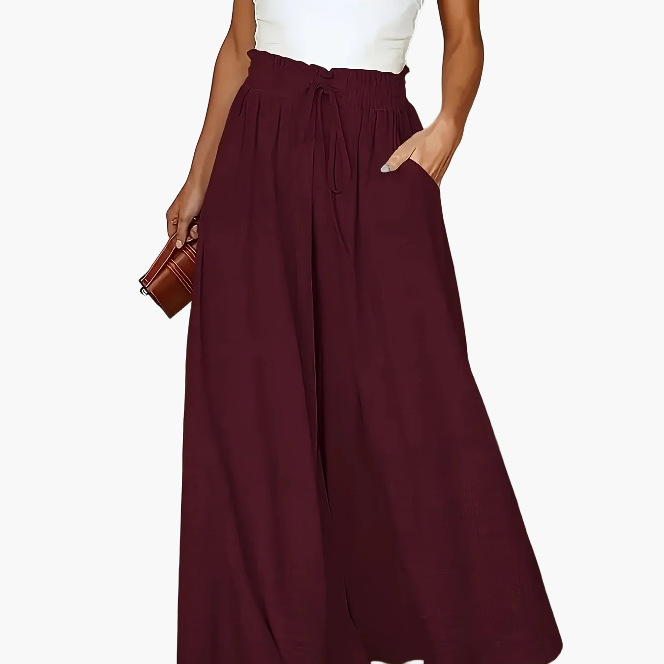Dames maxirok met hoge taille en wijde pijpen – Elegante vrijetijdsstijl voor lente en zomer
