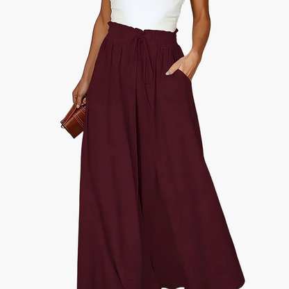 Dames maxirok met hoge taille en wijde pijpen – Elegante vrijetijdsstijl voor lente en zomer