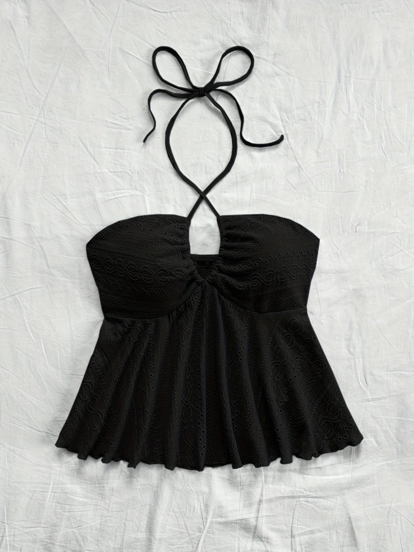 Top Babydoll de tirantes para mujer en estilo vintage – Top veraniego juguetón con bordado para tiempo libre y vacaciones