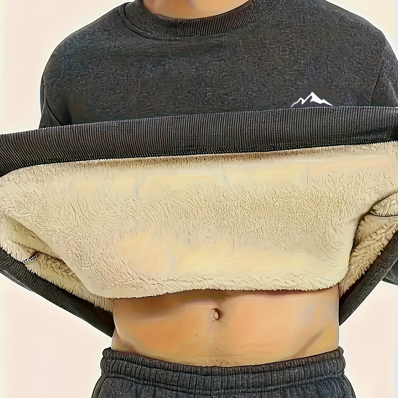 Unisex Winter Pullover mit Fleece-Futter und Berg-Logo