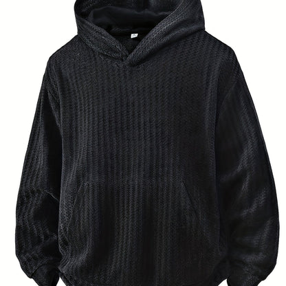 Sudadera con capucha y bolsillo canguro – Diseño acanalado, corte holgado